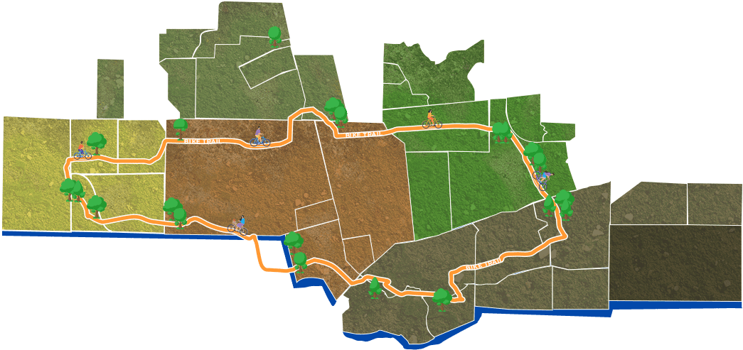 Map of Davis neighborhoods and bike trails